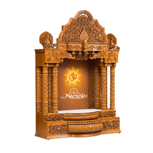 Teak wood totally hand carved temple all the artwork done by hand teak wood pu natural polish
