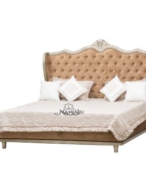 Classical bed champagne polish hydraulic bed inside laminate velvet upholstery in headboard and footboard bedside table champagne polish with looking mirror finish push sketcher