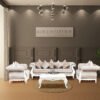 teak wood frame hand carved velvet upholstery white and silver high gloss polish even at borders ethnic embroidery cushions