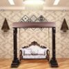 wallnut-mat-polish-solid-wooden-teak-with-carving-cotton-pattern-fabric-center-background